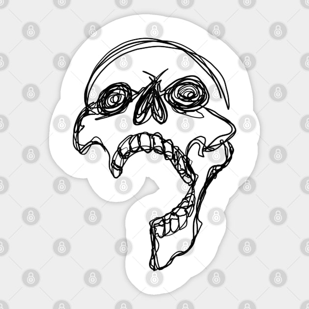 Skull One line Sticker by Carlo Betanzos